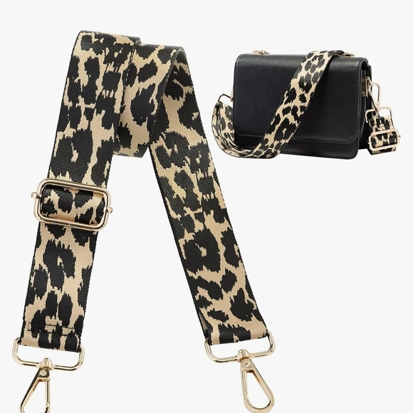 Adjustable Pink and Black Leopard Print Strap with Gold Hardware - Picture 2 of 8